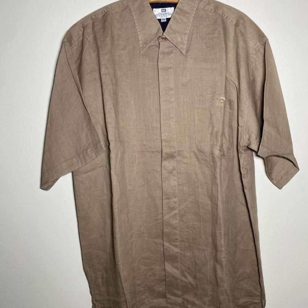Vintage 1980s Monsieur Givenchy Linen Button Down Shirt Size XLarge